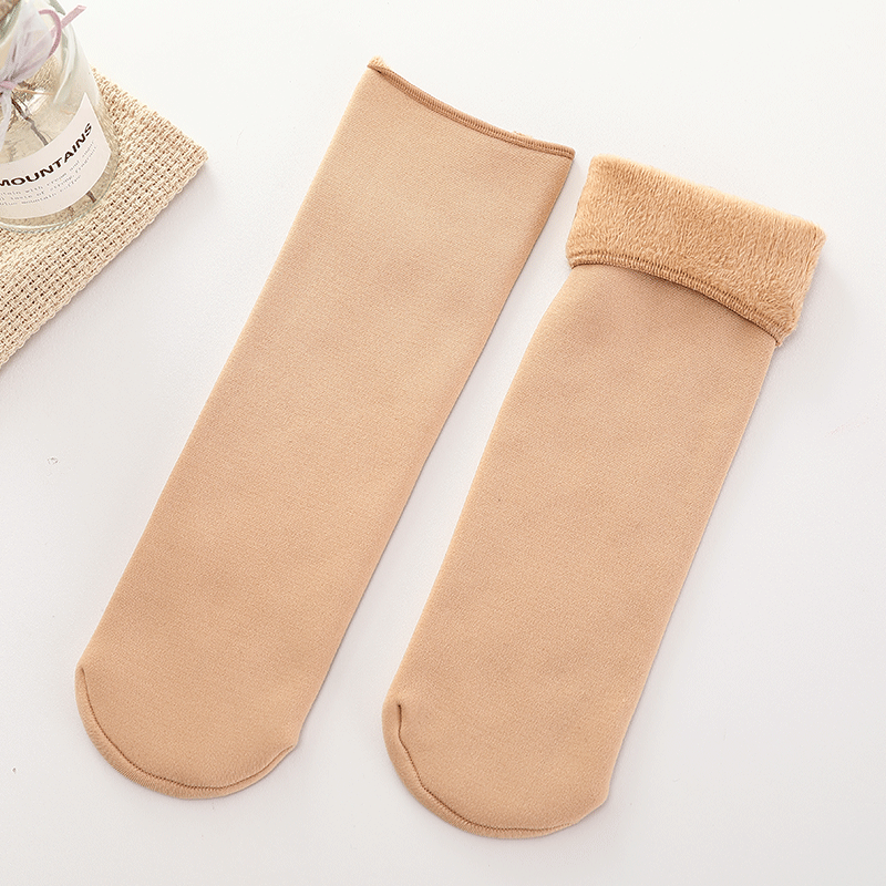 Winter Snow Plus Velvet Thick Warm Nylon Socks Floor Socks Snow Short Crew Crew Socks Wholesale Fluffy Fuzzy Socks